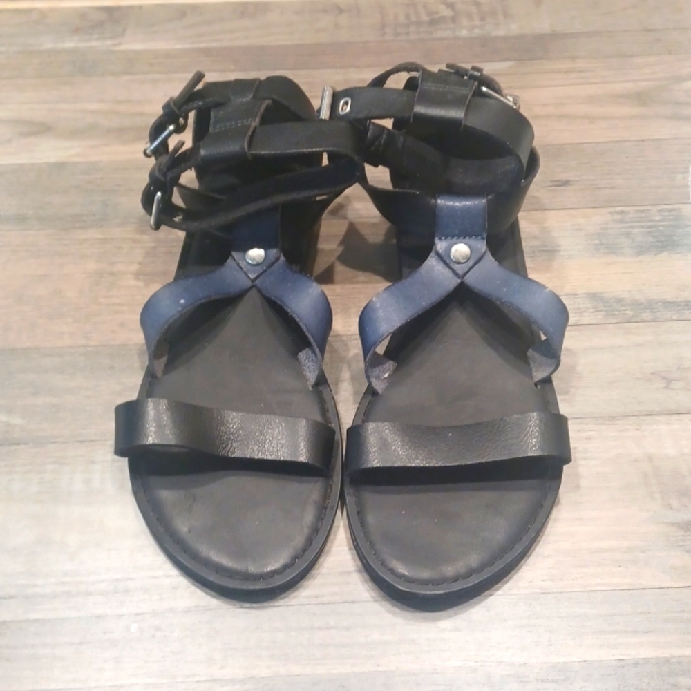American Eagle Leather Walk Casual Fit Outfitters Flat Sandals Shoes Size 8